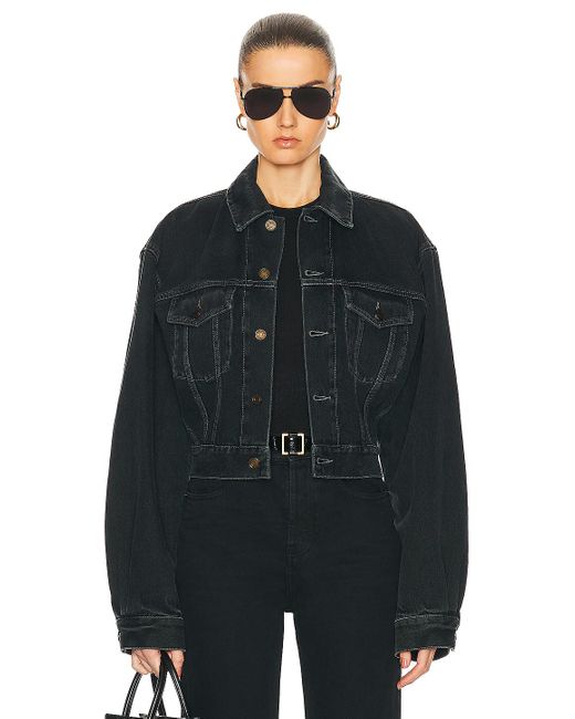Saint Laurent Black Neo 80's Denim Jacket