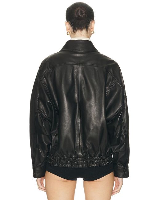 Nour Hammour Black Dalma Relaxed Leather Jacket