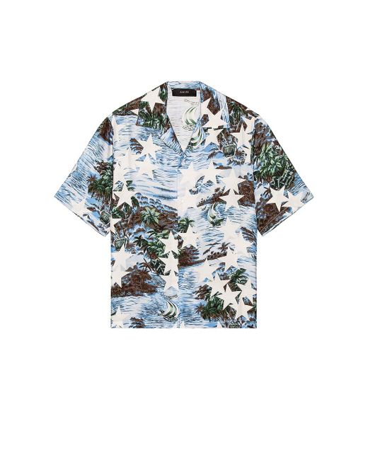 Amiri Silk Tropical Star Camp Shirt in Blue for Men Lyst