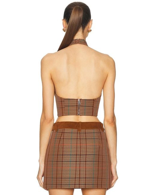 Area Brown Crystal Halter Top