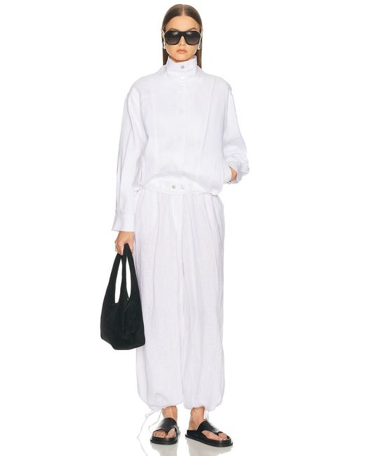 AEXAE White Linen Bomber Jacket