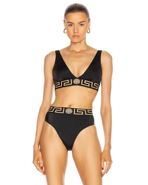 Versace Synthetic Sport Bikini Top in Nero (Black) | Lyst