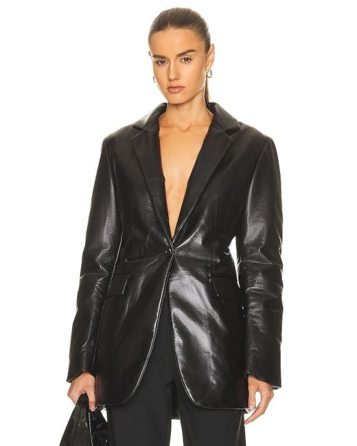 Loewe Padded Leather Tailored Jacket in Black | Lyst