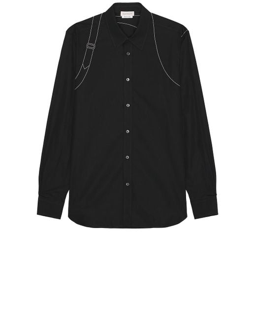 Alexander McQueen Black Stitching Harness Long Sleeve Shirt for men