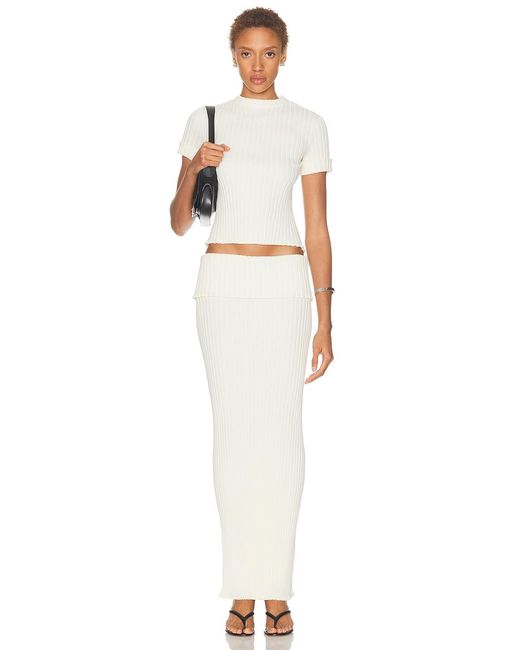 SAME White Ribbed Knit Maxi Skirt