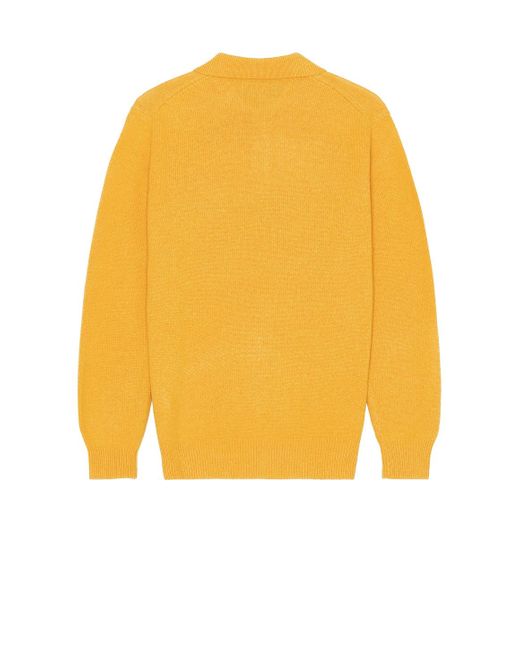 Beams Plus Yellow Knit Polo 9G Sweater for men