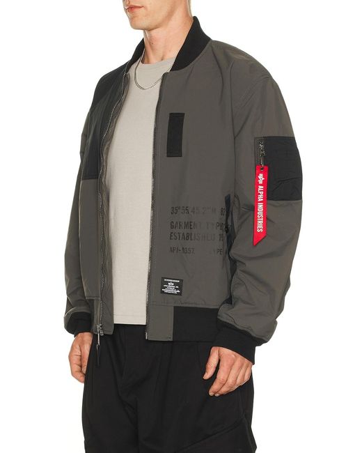 Alpha Industries Black 2B Relaxed Patchwork Flight Jacket for men