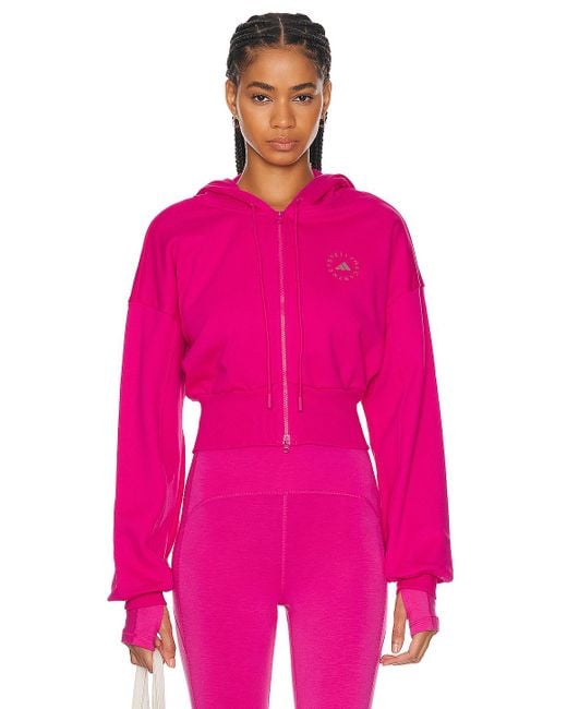 Adidas By Stella McCartney Pink Sportswear Cropped Hoodie