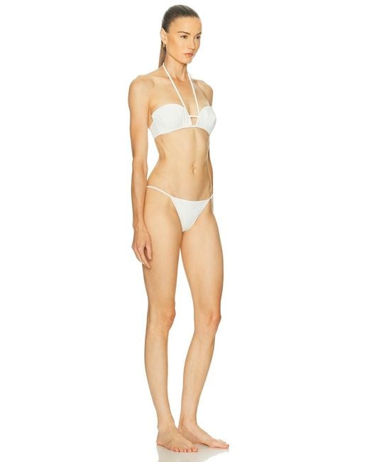 Adriana Degreas White Coquille De Mer Halterneck Bikini Set