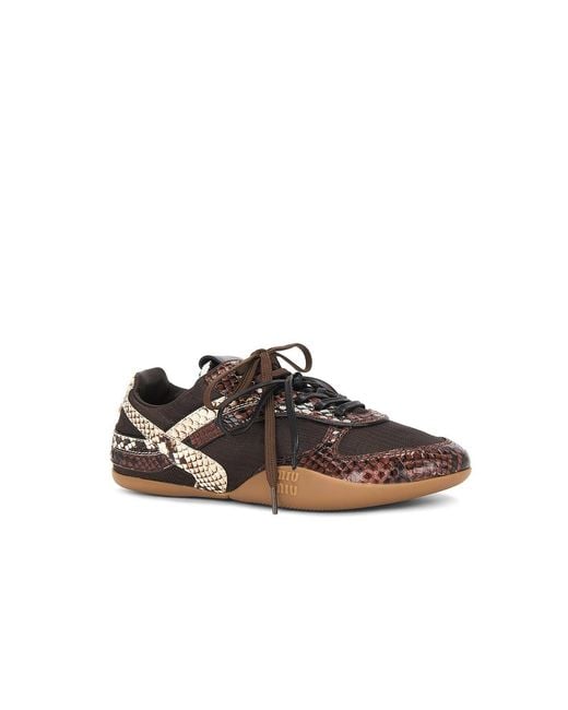 Miu Miu Brown Nylon & Ayers Sneaker