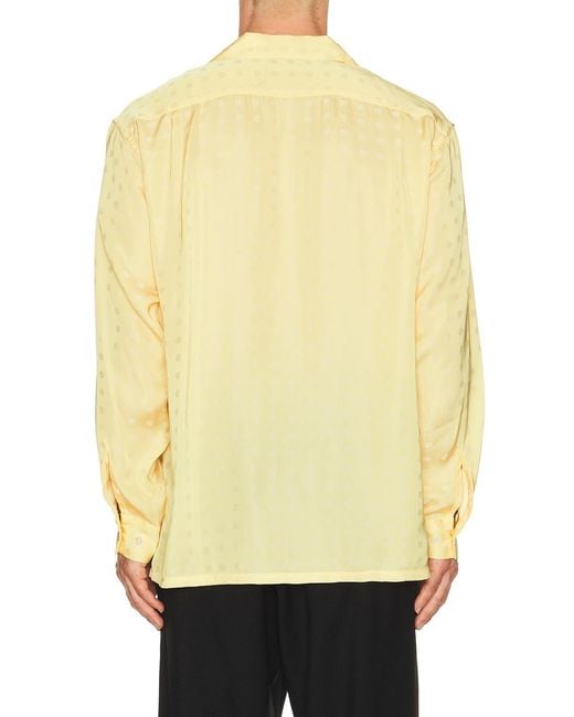 Beams Plus Yellow Open Collar Cupro Dot Pattern for men
