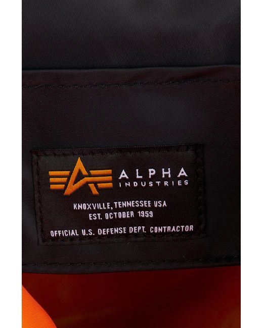 Alpha Industries Black Nylon Backpack for men