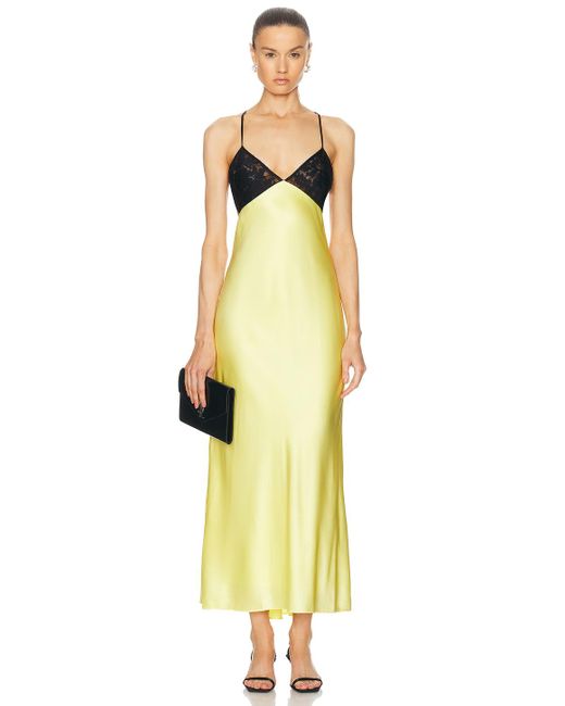 The Sei Yellow Lace Contrast Bias Dress
