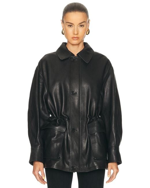 Arma Black Maeve Leather Barn Jacket