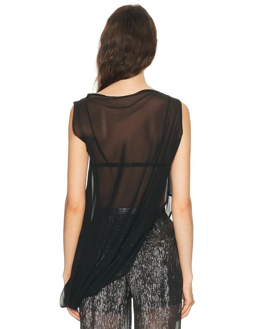 SEV Black Silk Side Drape Top
