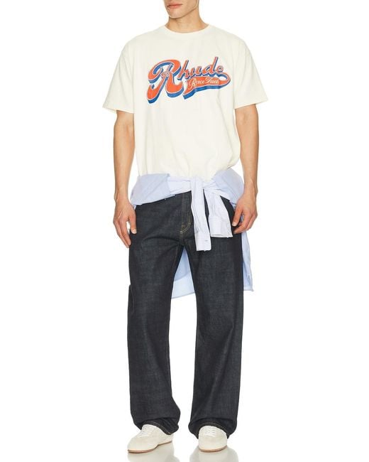 Rhude White Pit Stop Tee for men