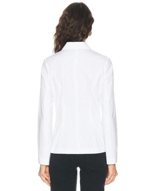 Brandon Maxwell White Gage Fitted Button Up Jacket