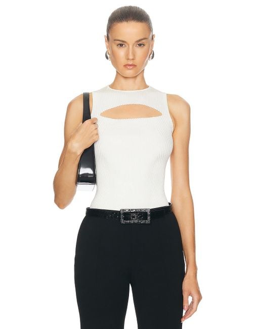 Alexander McQueen White Slashed Rib Knit Top