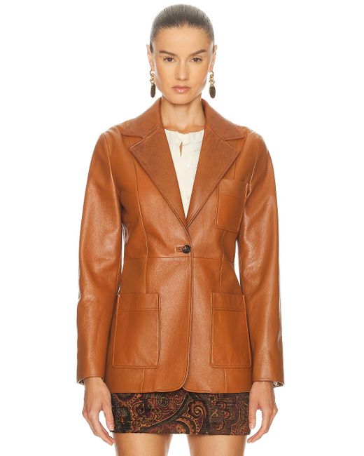 Chloé Brown Slouch Leather Blazer
