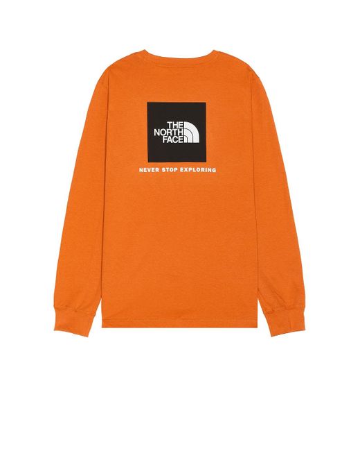 The North Face Orange Long Sleeve Box Nse Tee for men