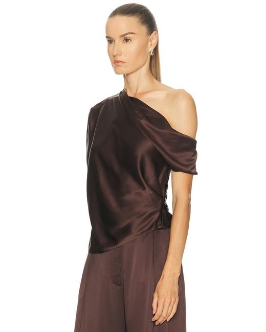 The Sei Brown Asymmetrical Drape Top