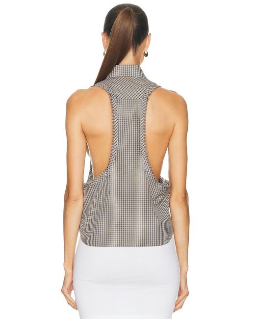 Versace Gray Sleeveless Button Up Top