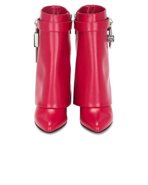Givenchy Red Shark Lock Ankle Boot