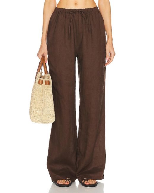 AEXAE Brown Linen Drawstring Trouser