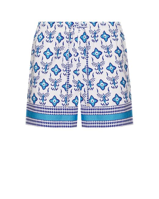 HARAGO Blue Block Printed Shorts for men
