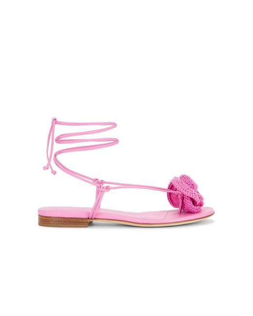 Magda Butrym Pink Crochet Flower Flat Sandal