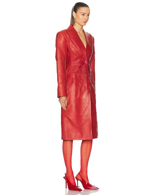 Acne Red Leather Coat