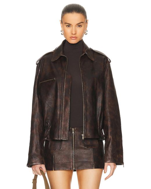 Siedres Brown Carla Leather Bomber Jacket