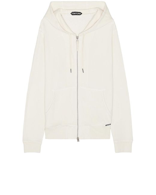Tom Ford White Lightweight Lounge Zip Hoodie for men
