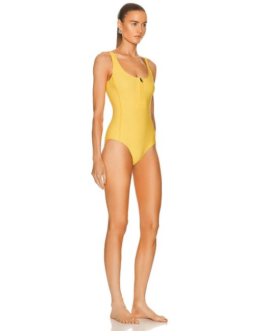 Moncler Half Zip Swimsuit in Yellow | Lyst