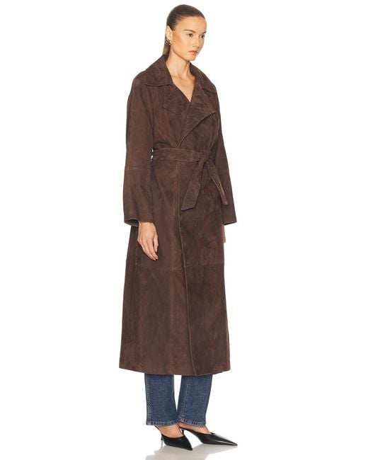 Nour Hammour Brown Althea Belted Suede Coat