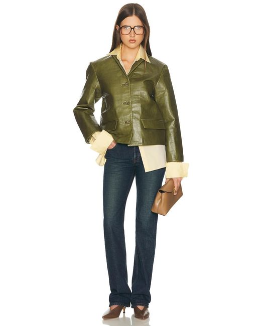 Helsa Green Puffy Leather Jacket