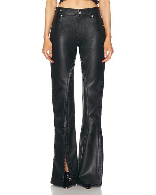 Y. Project Blue Hook And Eye Slim Leather Pant
