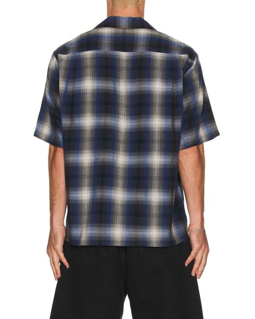 Wacko Maria Ombre Check Open Collar Shirt in Blue for Men | Lyst