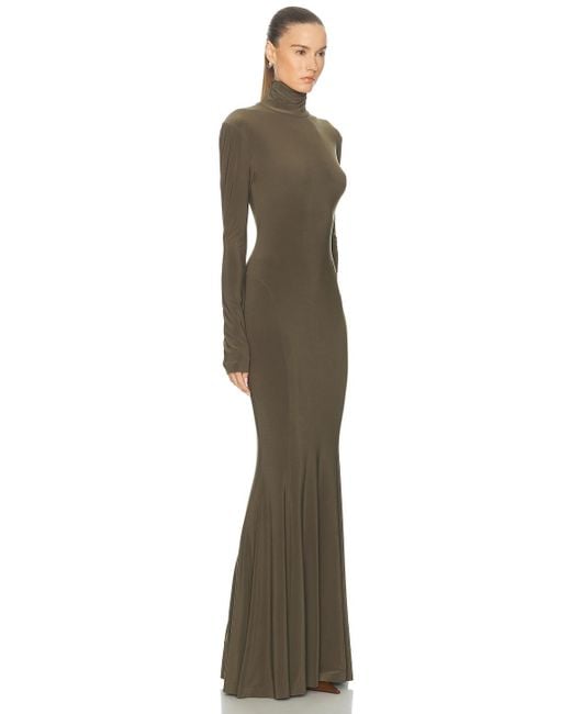 Norma Kamali Natural For Fwrd Long Sleeve Turtleneck Fishtail Gown