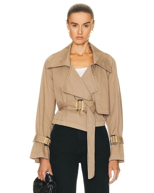 Nour Hammour Natural Hatti Cropped Canvas Trench Jacket