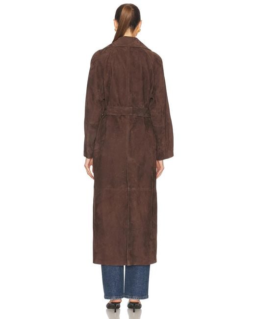 Nour Hammour Brown Althea Belted Suede Coat