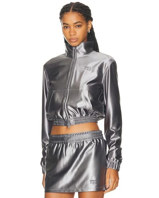 Alexander Wang Gray Shrunken Zip-Up Jacket
