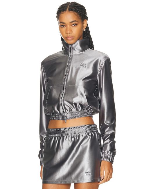Alexander Wang Gray Shrunken Zip-Up Jacket