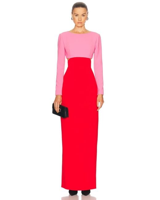 Carolina Herrera Red Long Sleeve Column Gown