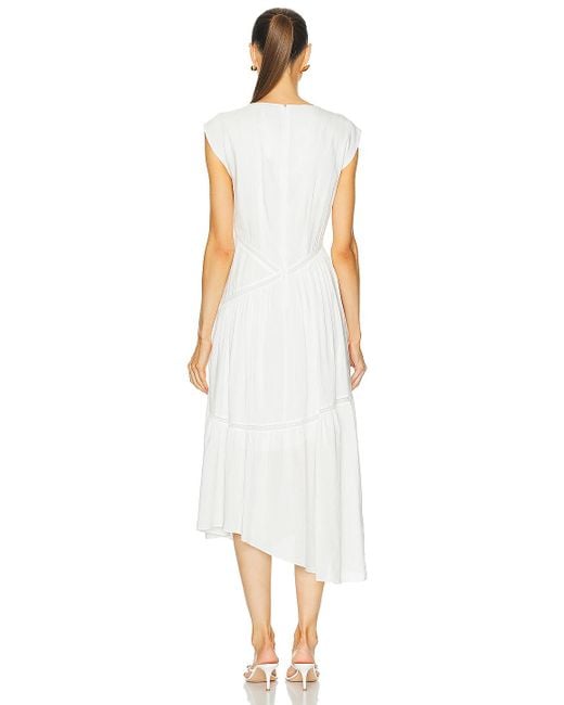 FRAME White Gathered Seam Lace Inset Dress