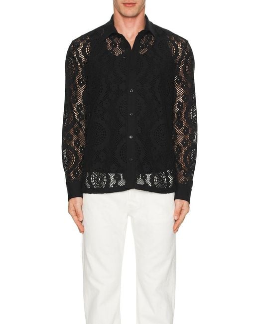 Jonathan Simkhai Black Lace Button Down Shirt for men