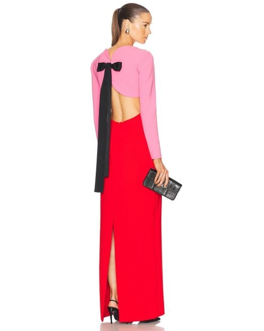 Carolina Herrera Red Long Sleeve Column Gown