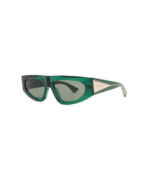 Bottega Veneta Green Nude Triangle Sunglasses for men