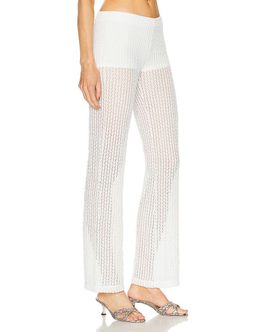 Siedres White Sely Textured Low Rise Pant