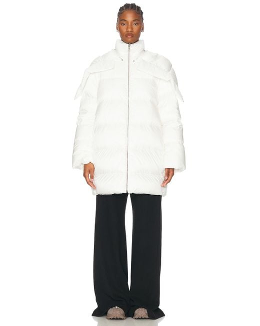 Rick Owens White X Moncler Hooded Cyclopic Coat
